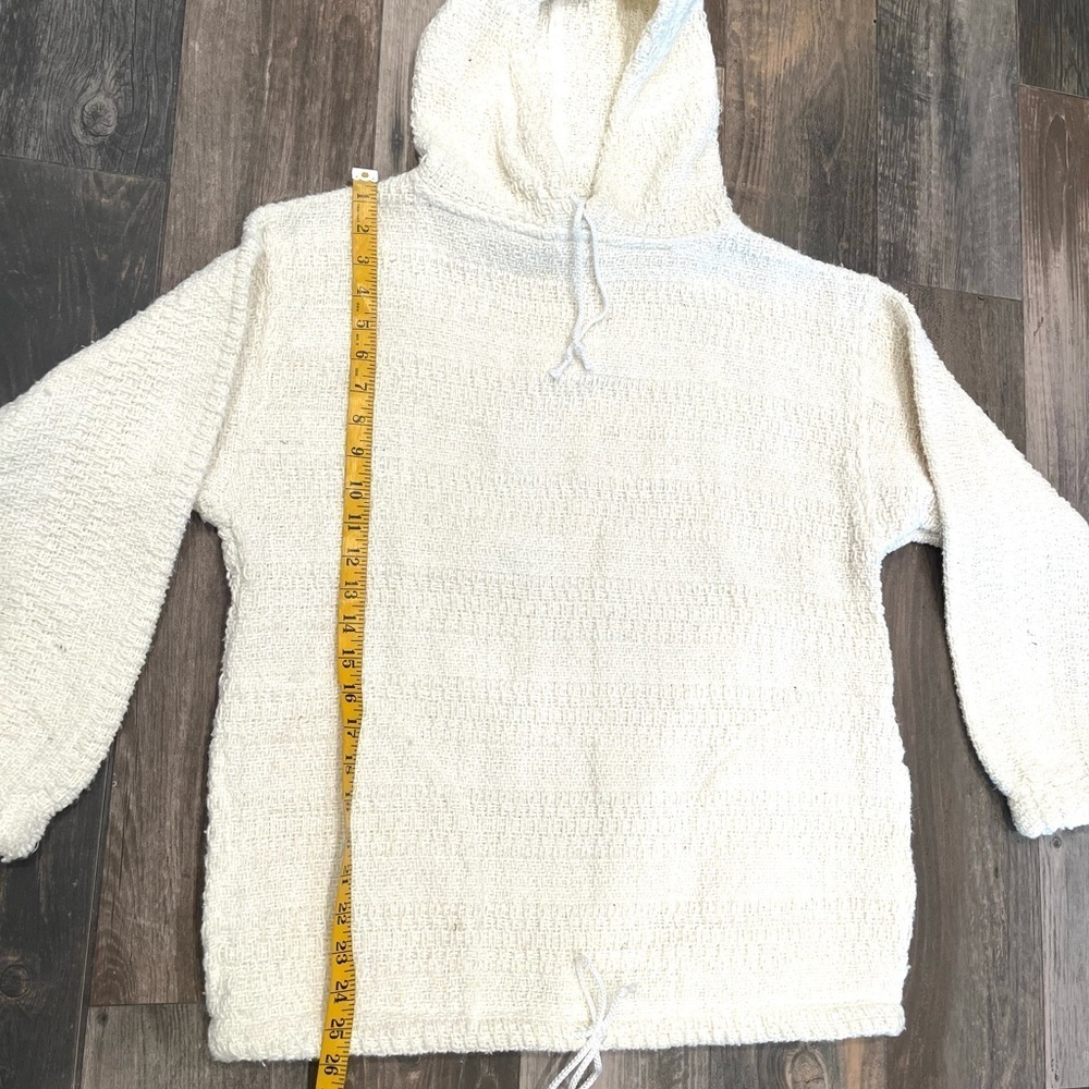 Earth Ragz Pullover Hoodie Sz M Ivory Textured 100% Recycled Fibers Mexico - Picture 6 of 11